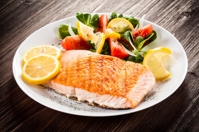 Salmon with mixed veggies and lemon for Nutrisystem Flex meals