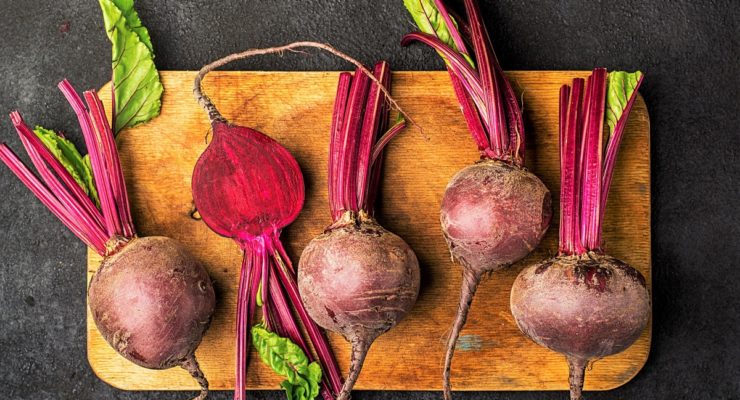 Beets on a cutting board